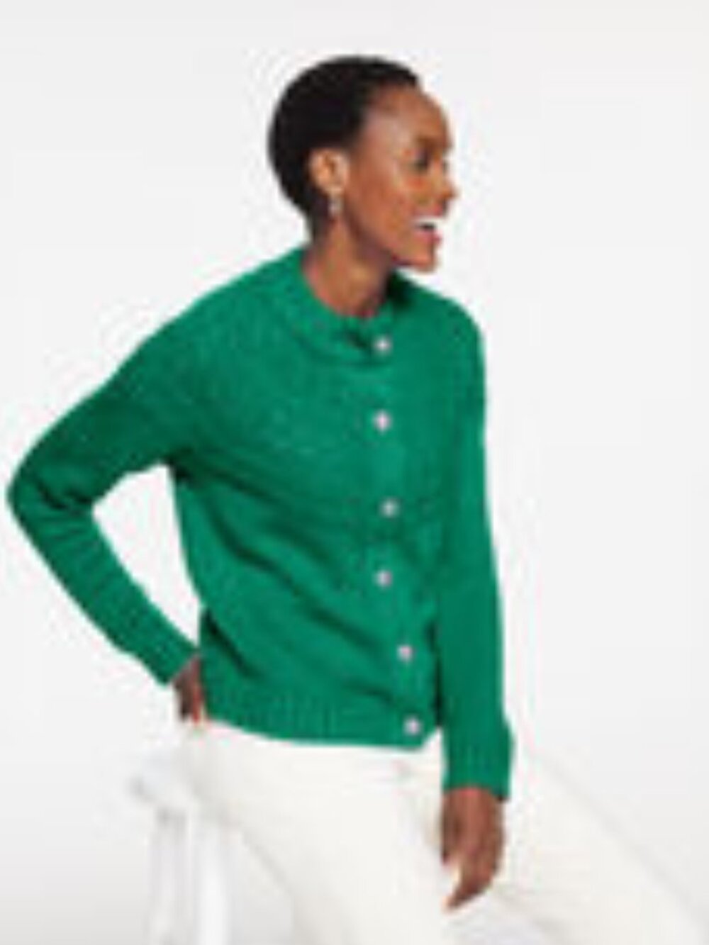 NWT Talbots Pointelle Mockneck Cardigan Sweater Chunky Knit XS Irish Green